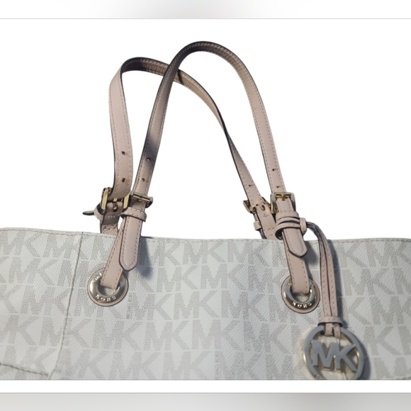 Michael Kors Jet Set Travel Shoulder Bag & Large Wallet Clutch Ivory Brown - Picture 10 of 16